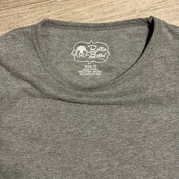 Ruffle Butts Girls Gray Long Sleeve Top Size 5 Ruffle Cuff Tee Shirt - Picture 2 of 8